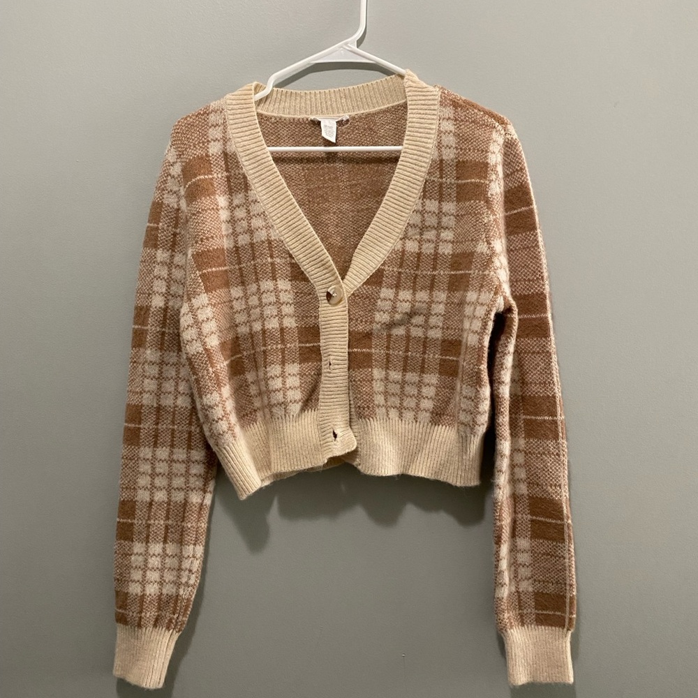 Plaid V-Neck Cardigan